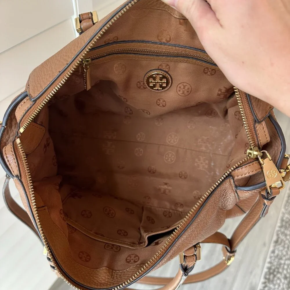 Tory Burch Thea Leather Satchel Top Handle Tan/Brown Gold Hardware - Picture 4 of 14